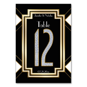 Glam Diamonds Art Deco Wedding Table Number Twelve