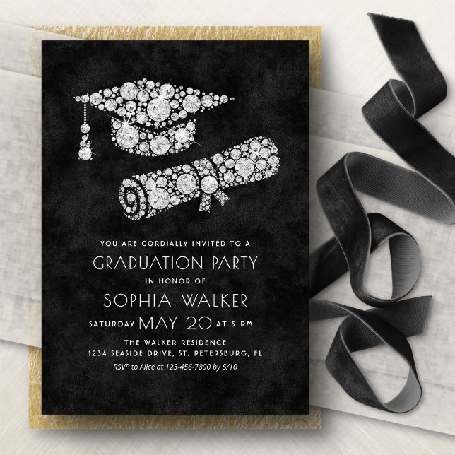 Glam Diamonds Graduation Party Invitation (Creator Uploaded)