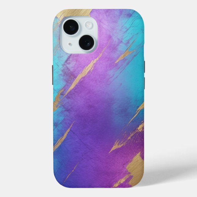 Glam Distressed Purple Turquoise Gold Case-Mate iPhone Case (Back)