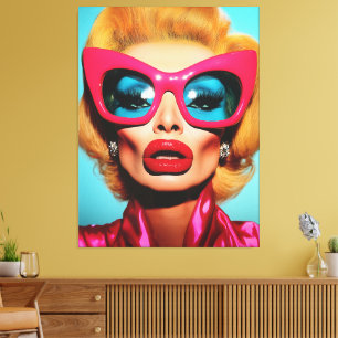 Glam Diva in Retro Shades Canvas Print