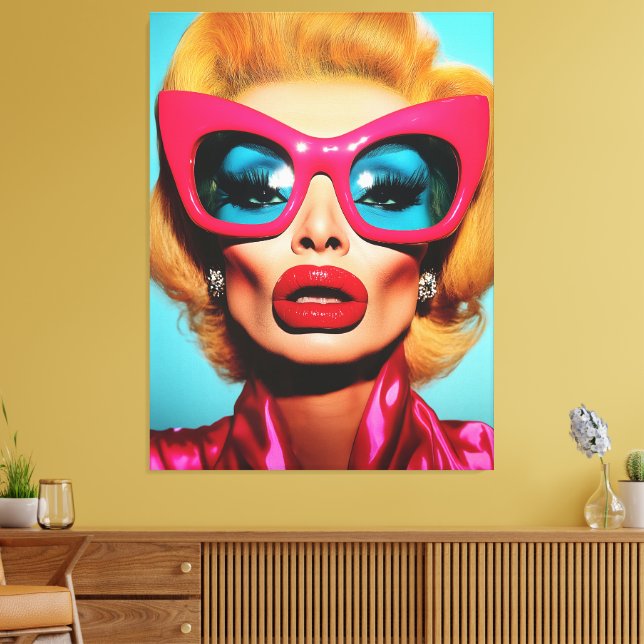 Glam Diva in Retro Shades Canvas Print (Insitu(LivingRoom))