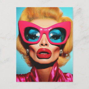 Glam Diva in Retro Shades Holiday Postcard