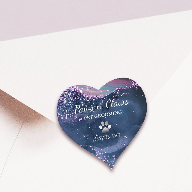 Glam Dog Pet Grooming Paw Agate Glitter  Heart Sticker (Creator Uploaded)