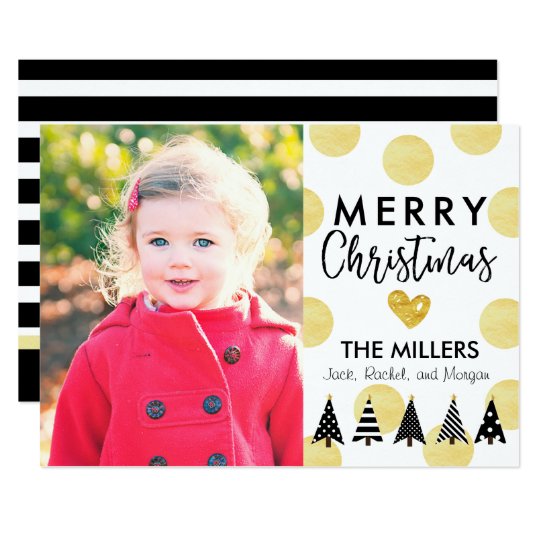 Glam Dots & Christmas Trees Holiday Photo Card