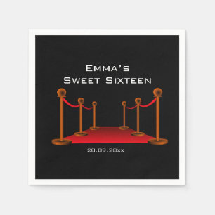 Glam Elegant Black & Red Carpet Sweet 16 Party  Napkin