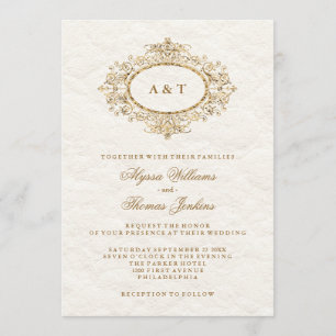 Glam Elegant Faux Copper on Creamy White Wedding Invitation