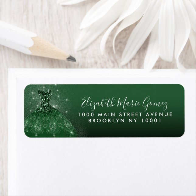 Glam Emerald Green Silver Glitter Gown Quinceanera (Insitu)
