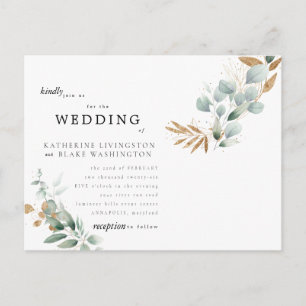 Glam Eucalyptus Budget II Postcard Wedding