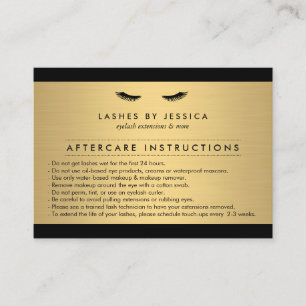 Glam Eyelashes Black and Gold Aftercare Card