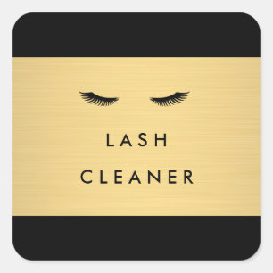 Glam Eyelashes Black and Gold Lash Cleaner Square Sticker