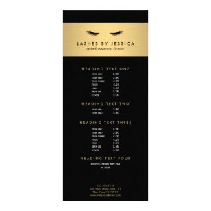 Glam Eyelashes Black and Gold Rack Card