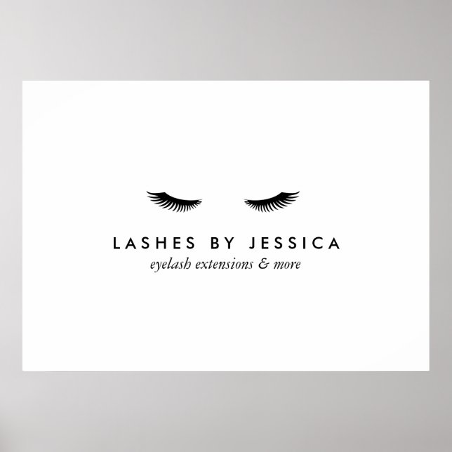 Glam Eyelashes Black and White Poster (Front)
