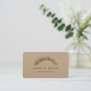 Glam Eyelashes brown text Business Card