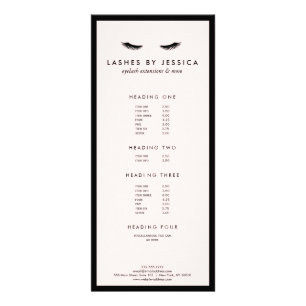 Glam Eyelashes Classic Black and Pink Rack Card