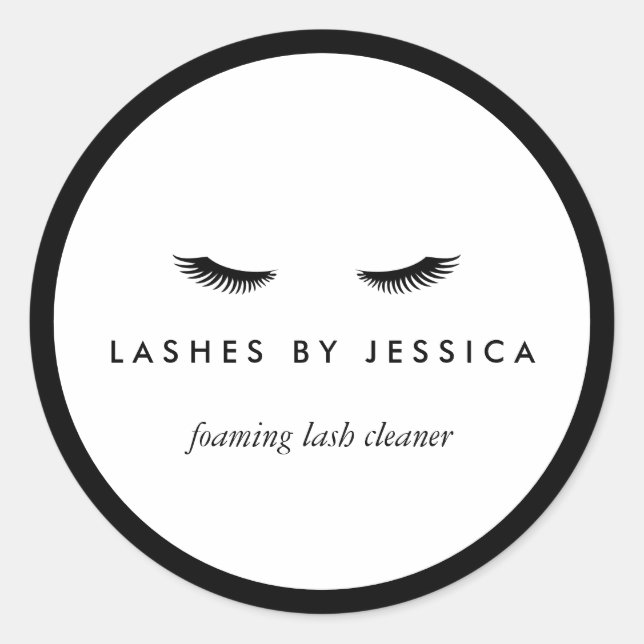 Glam Eyelashes Classic Black and White Classic Round Sticker (Front)