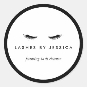 Glam Eyelashes Classic Black and White Round Sticker