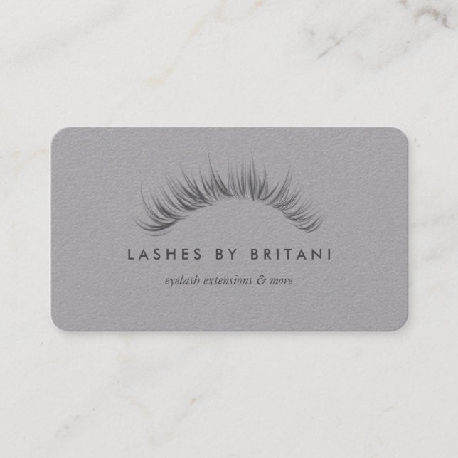 Glam Eyelashes grey text Business Card (Front)