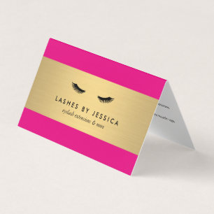 Glam Eyelashes Pink and Gold Aftercare Business Card