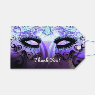 Glam Eyelashes Purple Masquerade Party Favour Gift Tags