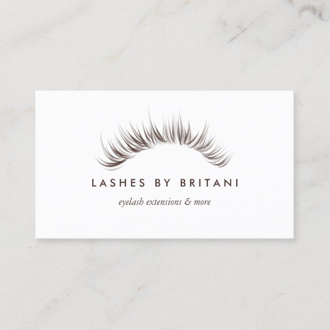 Glam Eyelashes white and brown Business Card (Front)