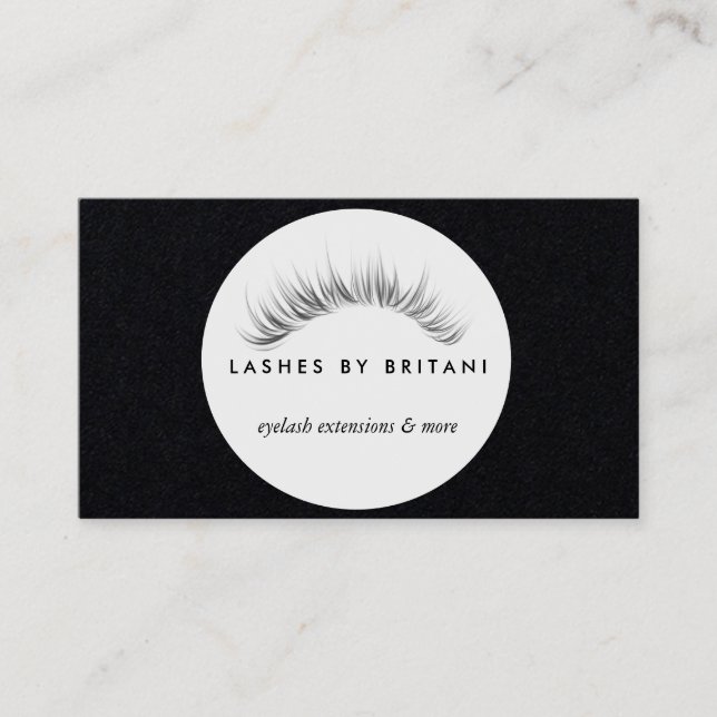 Glam Eyelashes white text Business Card (Front)