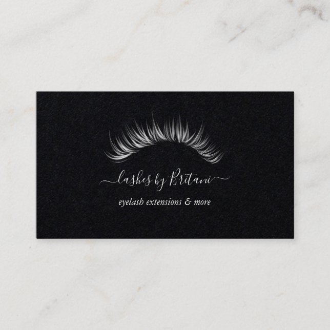 Glam Eyelashes white text Business Card (Front)