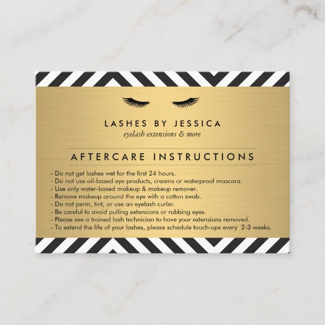 Glam Eyelashes with Bold Pattern Aftercare Card (Front)