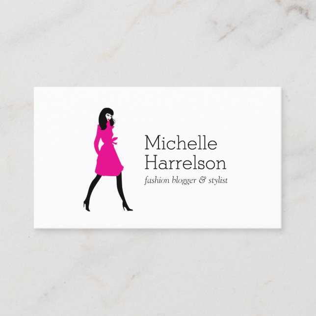 Glam Fashion Girl Style Blogger Business Card (Front)