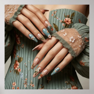 Glam fashion luxury summer nails art photo poster