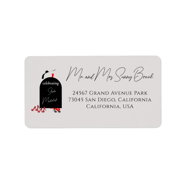 Glam Fashionista Birthday Address Label (Front)