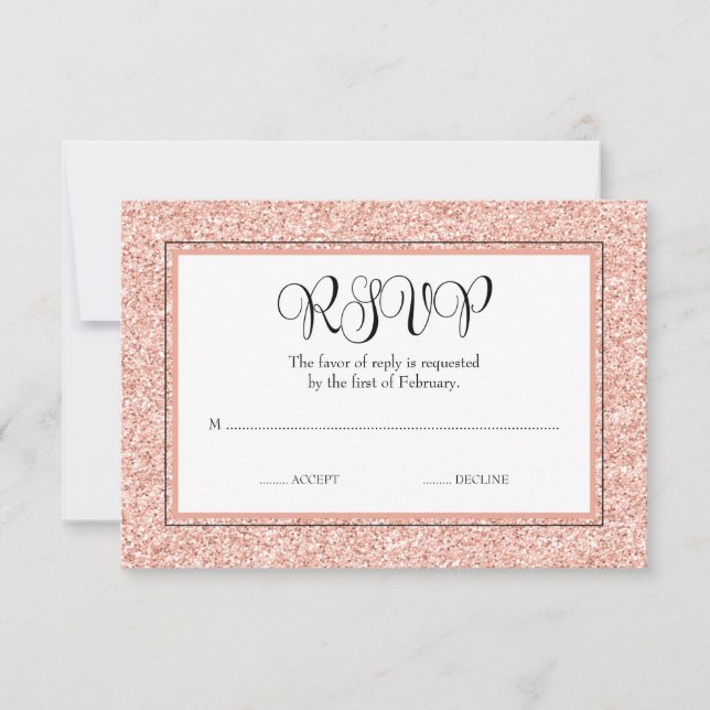 Glam Faux Glitter Rose Gold RSVP (Front)