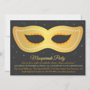 Glam Faux Gold Design Mask Masquerade Party Invitation