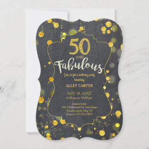 Glam Faux Gold Foil Confetti 50th Birthday Party Invitation