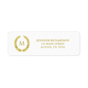 Glam Faux Gold Foil Laurel Wreath Monogram Wedding