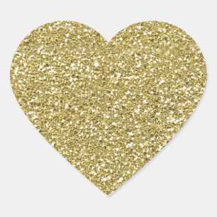 Glam Faux Gold Glitter Heart Sticker