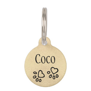 Glam Faux Gold Paw Prints and Name Personalised Pet Tag