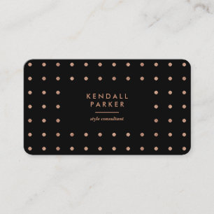 Glam Faux Rose Gold Dots on Black Business Card