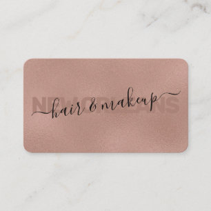 Glam Faux Rose Gold Foil Calligraphy Hair Stylist Business Card