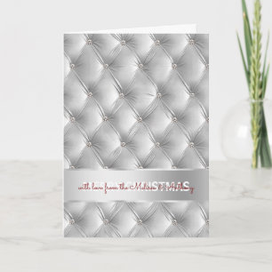 Glam Faux Velvet Grey Silver Christmas Holiday Card