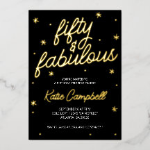 Glam Fifty and Fabulous Script 50th Birthday Foil