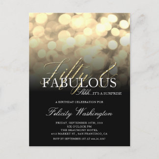 Glam Fifty & Fabulous Surprise Birthday Party Invitation Postcard