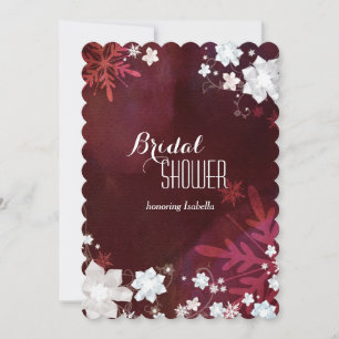 Glam Floral Merlot Winter Bridal Shower Invitation