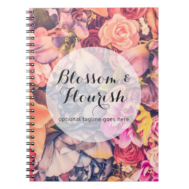 Glam Floral Roses Trendy Modern Florist & Boutique Notebook (Front)