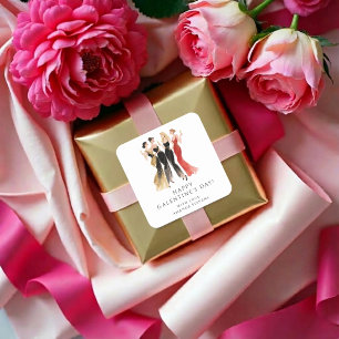 Glam Four Pretty Elegant Ladies Galentine's Day Square Sticker