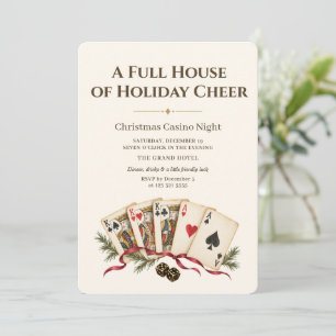 Glam Full House Christmas Casino Night Party Invitation