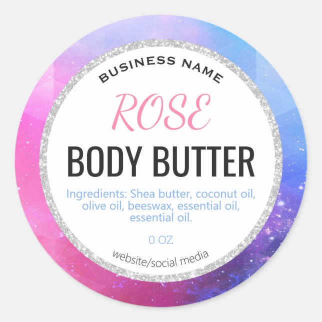 Glam Galaxy Glitter Body Butter Labels (Front)