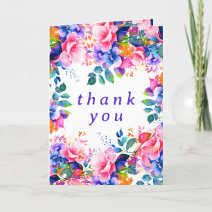 Glam Garden Watercolor Floral Birthday Thank You  Card