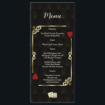 Glam Gatsby Casino Las Vegas Poker Wedding Menu<br><div class="desc">Unique Casino Royale and Great Gatsby themed card design. It features vintage art deco style, a Roaring 1920's old Hollywood broken frame with faux gold foil Fleur-de-lis, red hearts, Q and K on two corners (simulating playing cards). On the back faux gold Art Deco pattern, initials. Use Personalise tool to...</div>