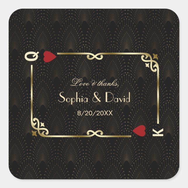 Glam Gatsby Casino Las Vegas Poker Wedding Square Sticker (Front)