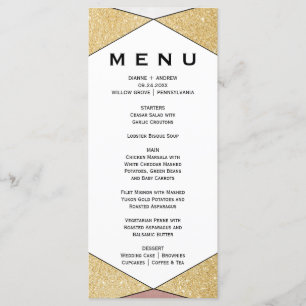 Glam Geometric Diamond Dinner Menu Card